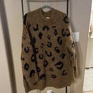 UT Leopard Print Sweater - Brown and Black